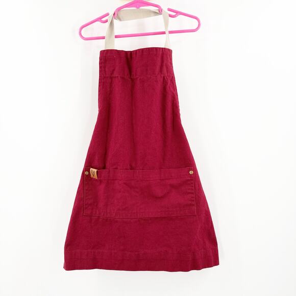 KAF HOME AYESHA CURRY Kids Apron 100% Cotton Chef & Hostess Canvas Oxblood - Picture 3 of 13